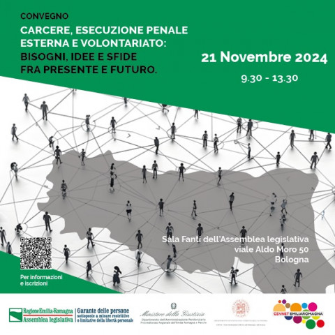 cartina dell'emilia romagna con sopra molte persone a simboleggiare una rete sociale