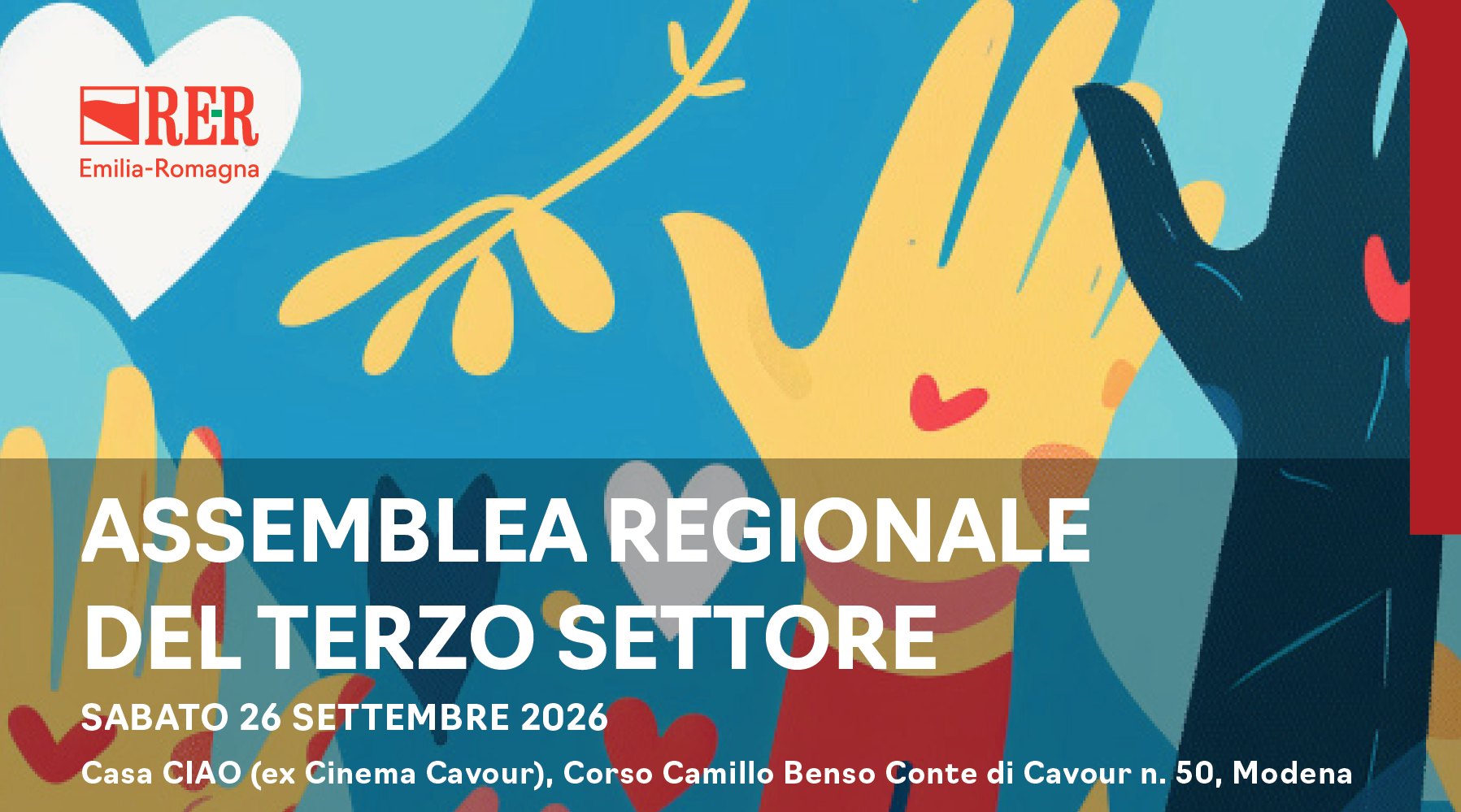 Il 26 settembre a Modena la seconda Assemblea Regionale del Terzo Settore