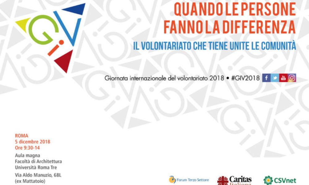 "Quando le persone fanno la differenza" il 5 dicembre la Giornata internazionale del volontariato